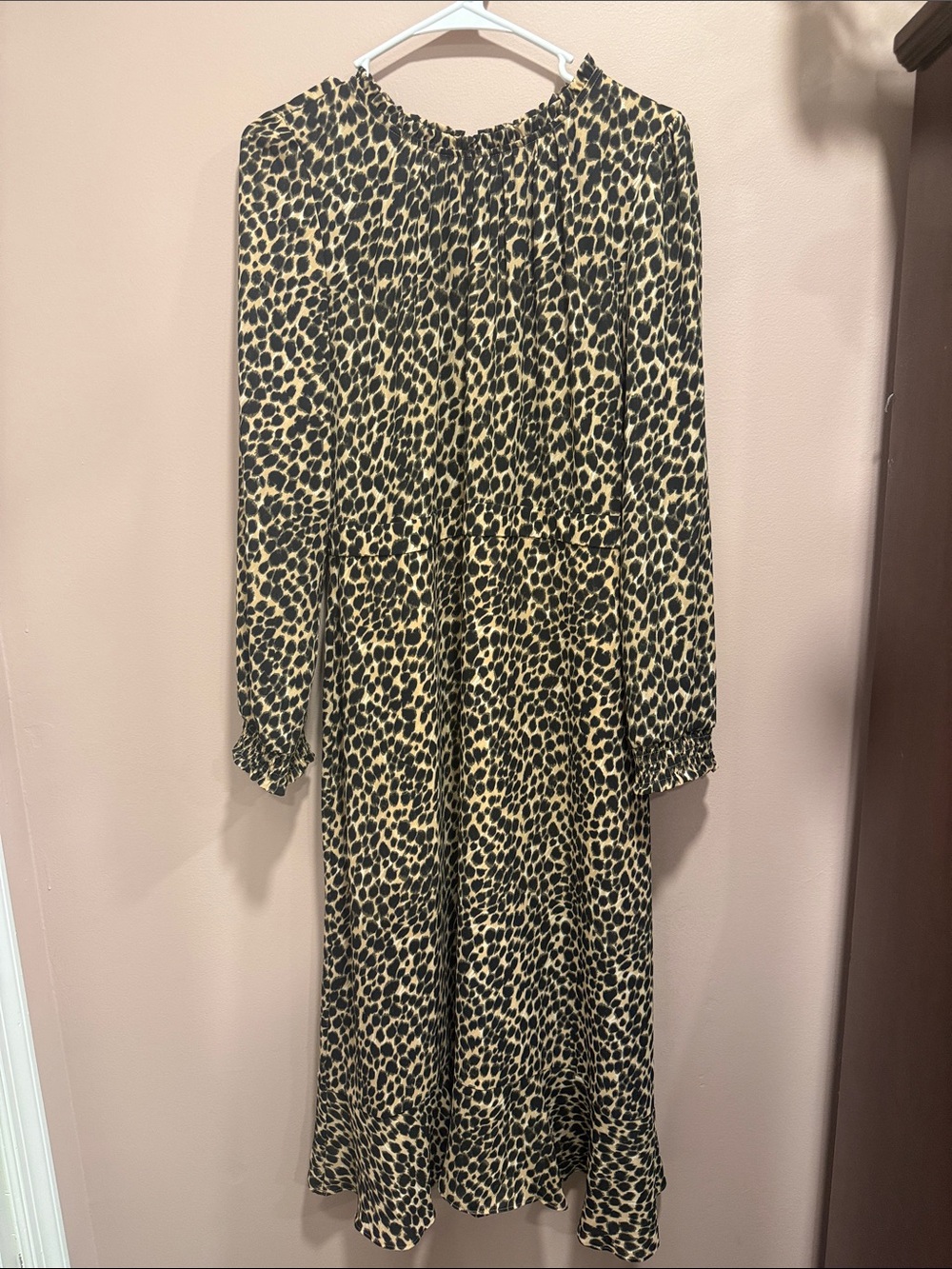J. Crew Long-Sleeve Leopard-Print Dress